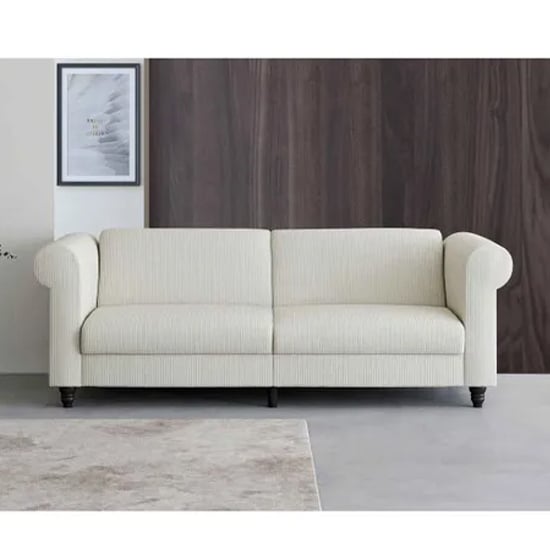 Flex Corduroy Fabric 3 Seater Sofa Bed In Cream